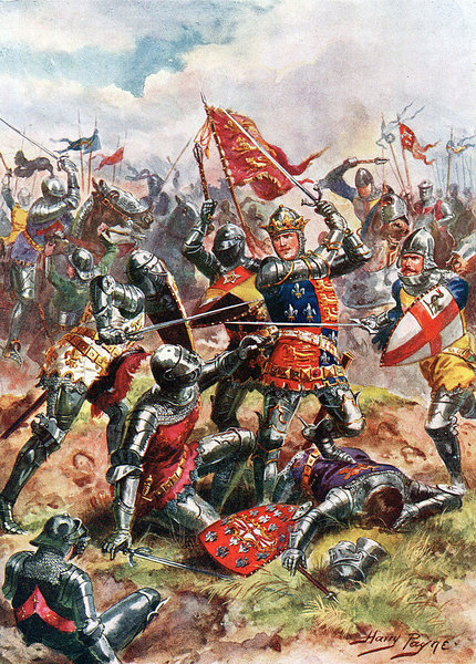 Английский король Генрих V в рукопашном бою