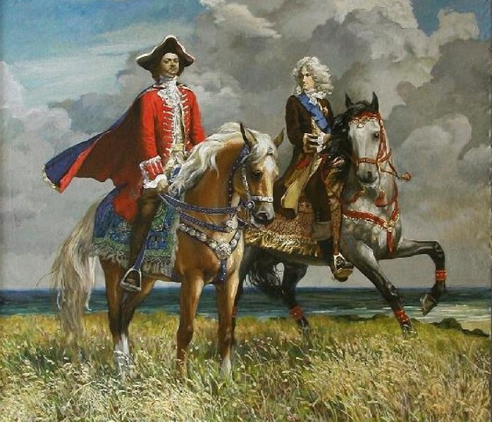 Петр I и Александр Меншиков. Картина художника Юрия Панцырева, 1980 год Файл: меншиков-конный