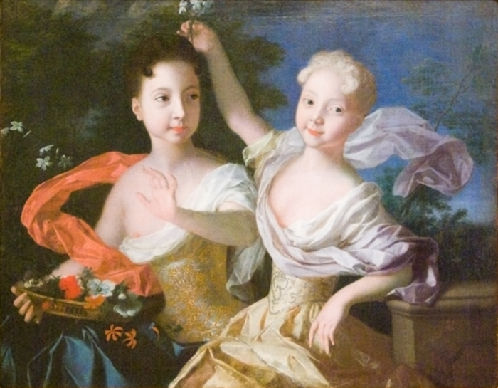Елизавета Петровна (справа) в юные годы. Художник Луи Каравак. 1717 год.