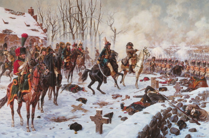 «Сражение под Прейсиш-Эйлау 27 января (8 февраля) 1807 г. Командный пункт Наполеона». Картина художника Александра Аверьянова