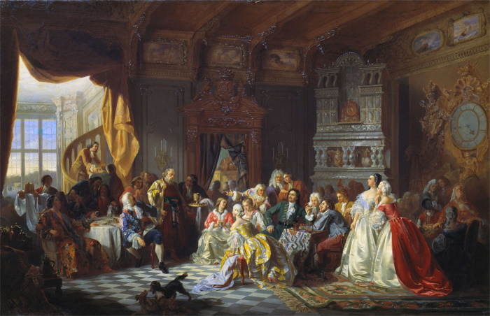 Ассамблея при Петре I. Картина Станислава Хлебовского, 1858 год