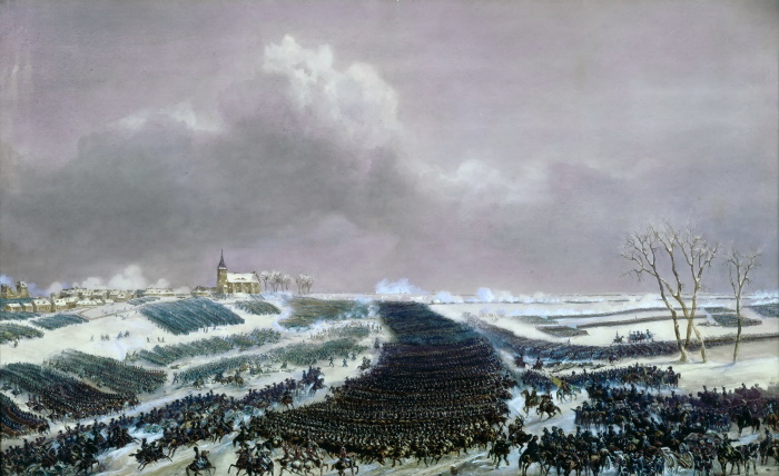 «Битва при Эйлау 8 февраля 1807 года. Российская армия теснит французские войска». Картина художника Жана-Антуана-Симеона Форта, XIX век