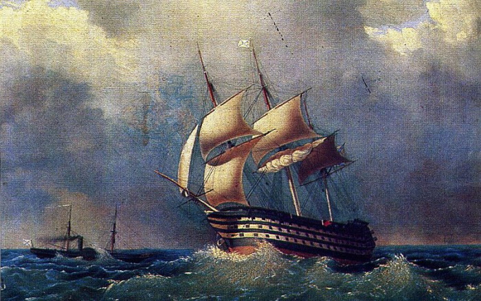 «Черноморский 120-пушечный линейный корабль «Париж». Картина художника Ивана Айвазовского, 1854 год