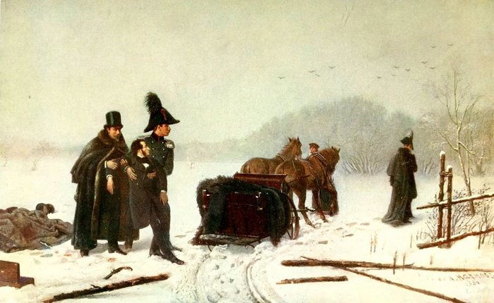 Дуэль Пушкина с Дантесом. Картина художника Алексея Наумова, 1884 год