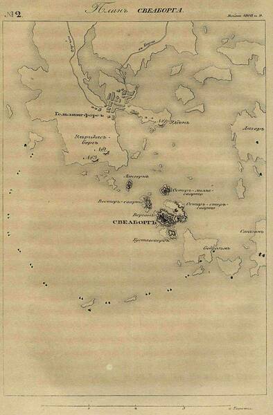 План Гельсингфорса и Свеаборгских укреплений в 1808 году